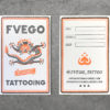 Tarjetas de visita impresas en risografía para el tatuador Fuego