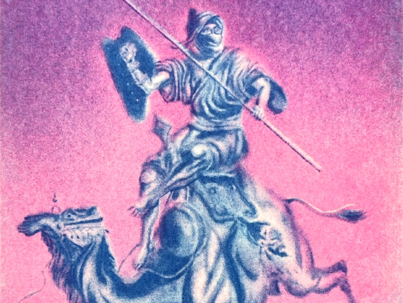guerrero del desierto, alberto canales, riso III, print, risografía, risoprint, tuareg,