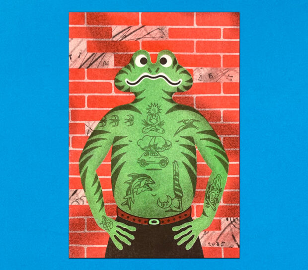 juan timeek riso tattoo ilustracion print riso